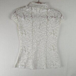 Saint Gil White Mock Neck Shell Size M Burnout Lace Overlay Sleeveless